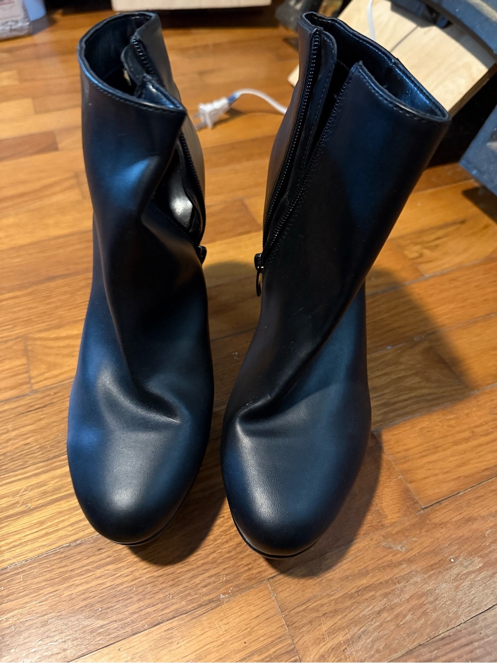 Nine West Black Heeled Ankle Boots with Side Zip Detail